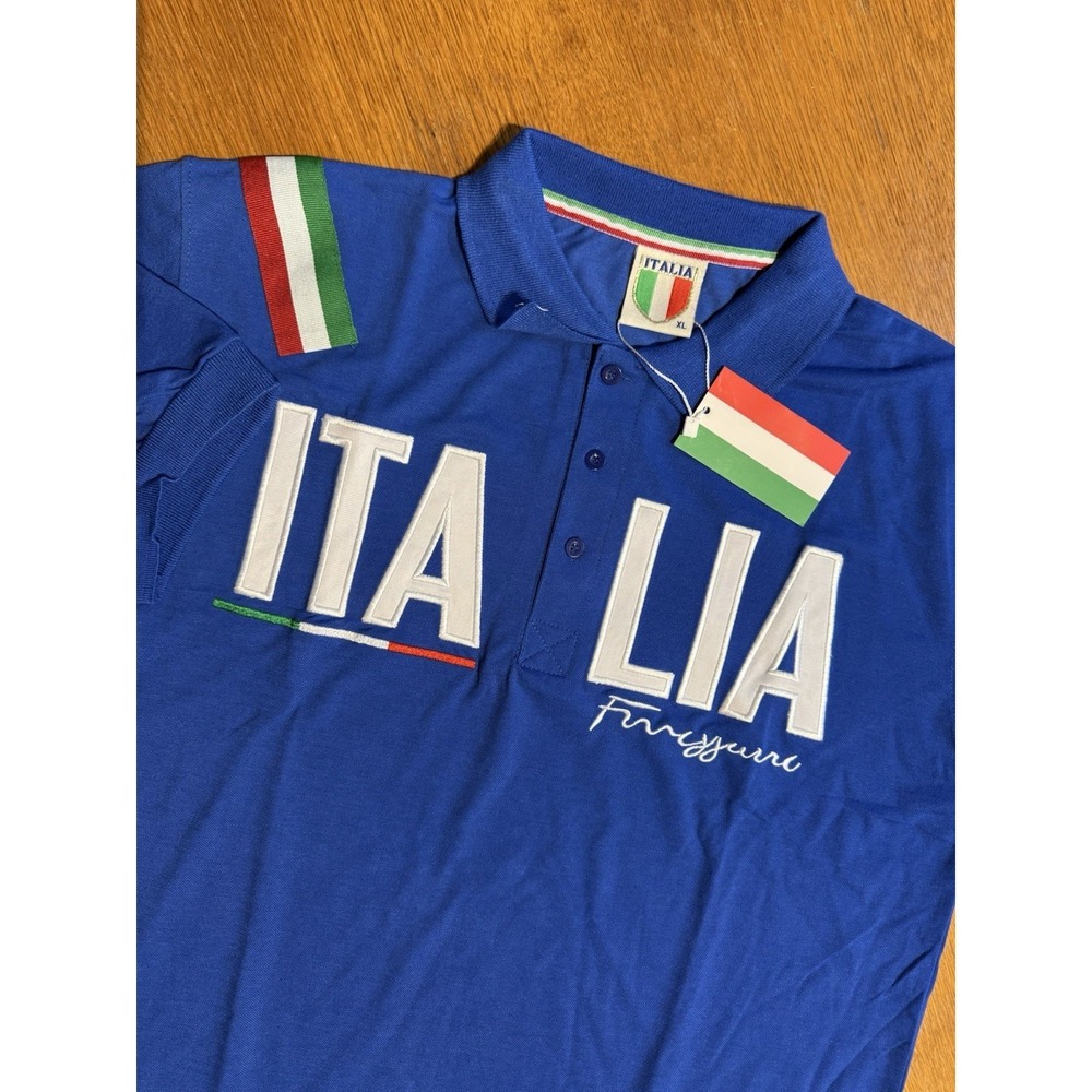 Italia Polo Shirt Mens XL Blue Italy Soccer Flag Embroidered NWT